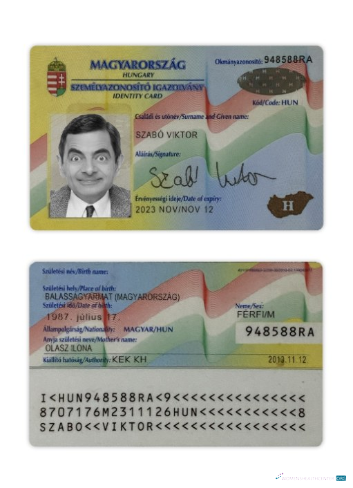 Download Hungary ID card Photoshop template